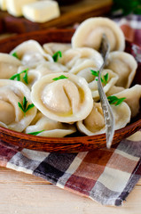 Homemade dumplings with meat
