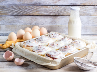 Freshly baked cinnamon buns