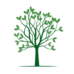 Tree with Green Leafs.Vector Illustration.