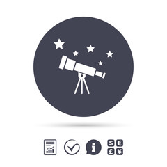 Telescope icon. Spyglass tool symbol.