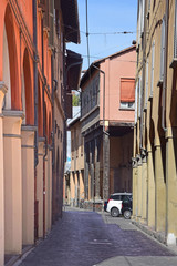 Fototapeta na wymiar Italy, Bologna old and typical Marsala medieval street.