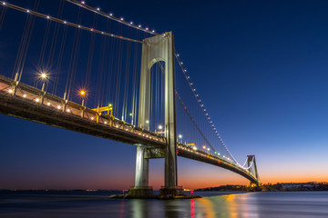 Verrazano-Narrows bridge in Brooklyn, NYC after sunset