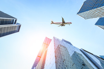 Business district with modern skyscrapers in shanghai
