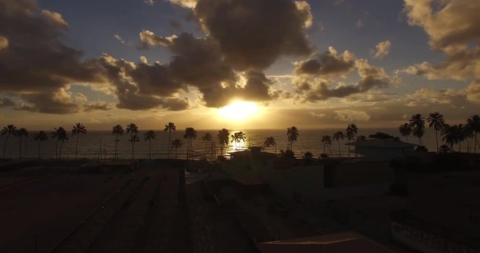Aerial View of Beautiful Sunset on Maceio, Alagoas