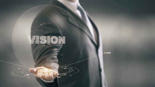 Vision Businessman Holding in Hand New technologies