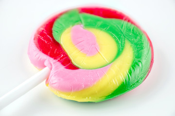 Extreme macro closeup of tasty lollipop candy swirl