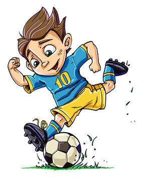 Cartoon boy playing football