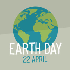 Earth day poster design in flat style. Similar world map background vector illustration. Save the planet concept.