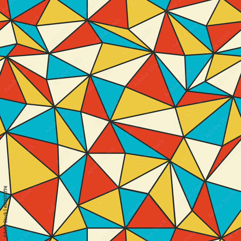 Leinwandbilder Geometric seamless pattern in retro style. Vintage background. Low poly seamless repeat pattern. Triangular facets. Vector pattern.