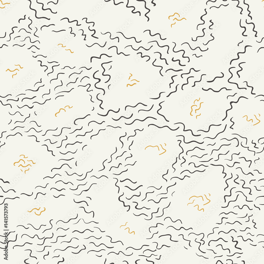 Poster doodle line seamless pattern background. pattern from black hand drawn chaotic curved lines on a whi