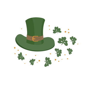Saint Patrick's hat symbol. Celebration design for March, 17th. Hand drawn illustration. Beer festival badge