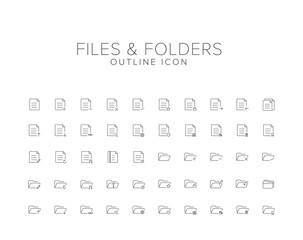 Files and Folders Line Icon Set