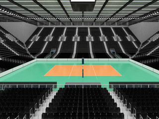 Naklejka premium Beautiful sports arena for volleyball with black seats and VIP boxes
