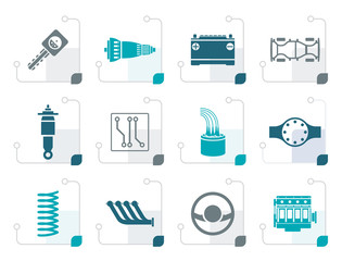 Stylized Realistic Car Parts and Services icons - Vector Icon Set 2