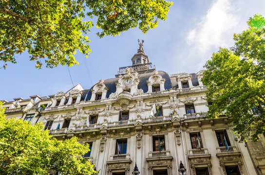 Art nouveau classical architecture building on a sunny day in Buenos Aires, Argentina