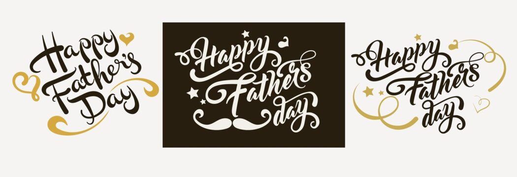 Happy Fathers day. Lettering design. Hand lettering calligraphy handwriting. Vector image