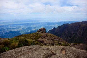 view, mountain, landscape, rock, clouds, sky