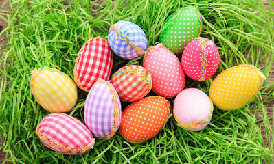 Easter eggs on grass