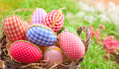 Easter eggs on grass