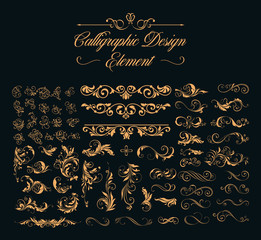 calligraphic design elements set