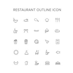 Restaurant Line Icon Set
