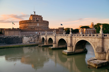 Obraz premium Castel Sant Angelo and River Tiber Rome