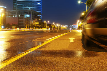 car on the road with motion blur background.