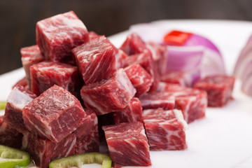 Raw beef pieces