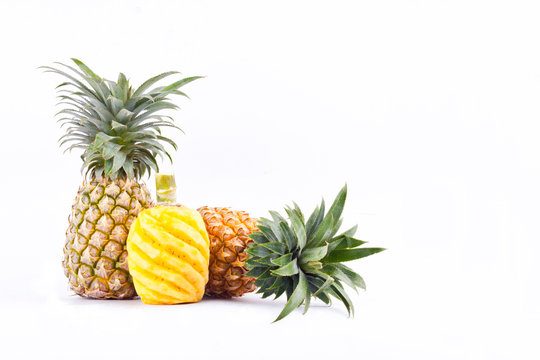 peeled  pineapple  on white background healthy pineapple fruit food isolated
