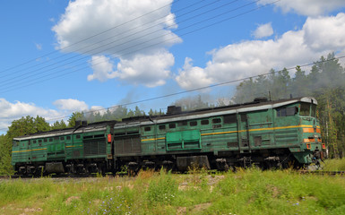 old rusted diesel locomotive