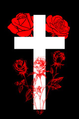 christian cross and rose  4
