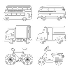 transportation icons, outline icons