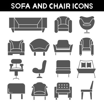 sofa and chair icons, furniture icons