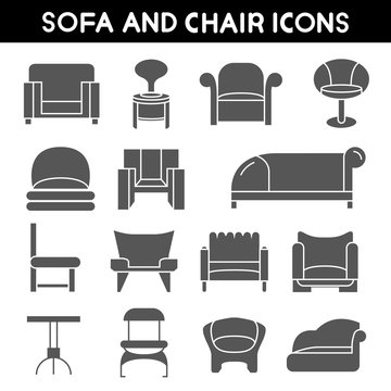 sofa and chair icons, furniture icons