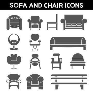 sofa and chair icons, furniture icons