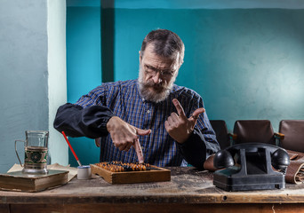 Accountant counts money