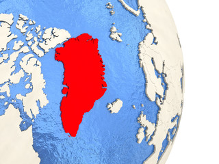 Greenland on model of political globe