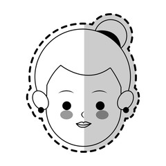 face of woman with hair in bun cute cartoon icon image vector illustration design 