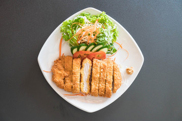 fried cutlet pork with vegetable