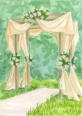 Wedding arch. Watercolor sketch