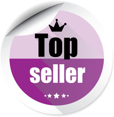 Top seller sticker, button, label and sign.