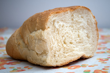 The sandwich with a big piece of bread