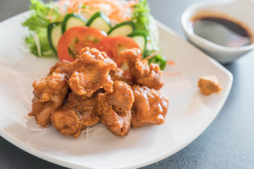 fried chicken with tonkatsu sauce