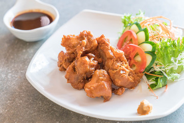 fried chicken with tonkatsu sauce