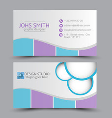 Naklejka premium Business card design set template for company corporate style. Purple and blue color. Vector illustration.