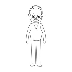 middle age man with beard cute cartoon icon image vector illustration design 