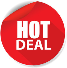 Hot deal sticker, button, label and sign.