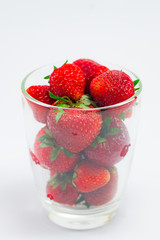 Fresh strawberries in clear glass