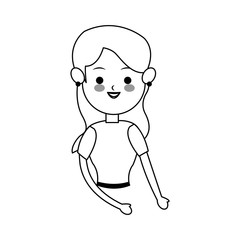 woman with long hair cute cartoon icon image vector illustration design 