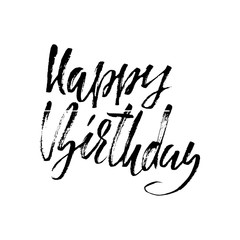 Happy birthday lettering for invitation and greeting card, prints and posters. Handwritten inscription. Calligraphic design. Vector illustration